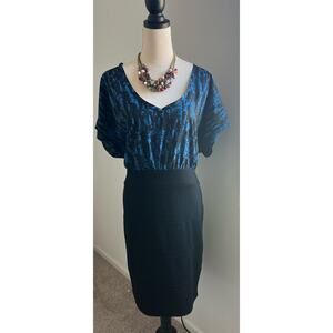 Forever 21 FAITH 21 Blue & Black‎ Polyester Blend Sleeveless Sheath Dress Sz 2X